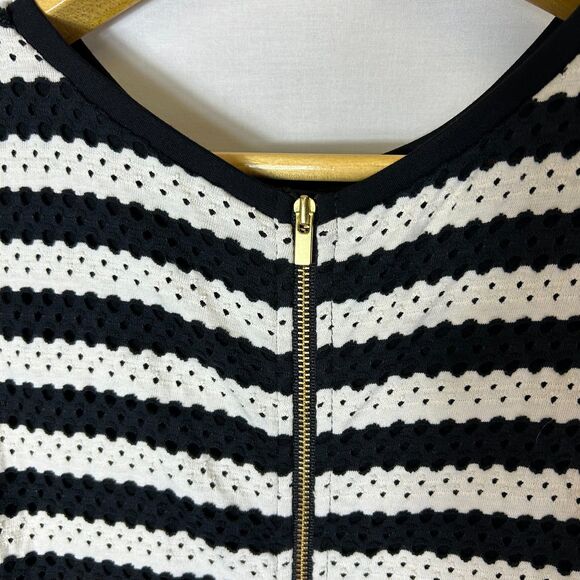 Banana Republic Black Ivory Striped Eyelet Sleeveless Fit & Flare Dress Size 4 - Picture 8 of 14